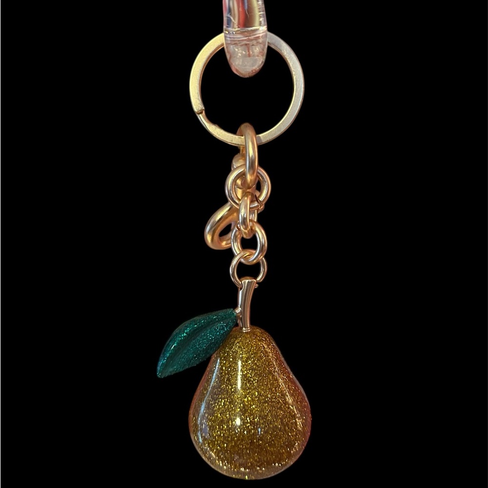 Gold Glitter Pear Keychain/Purse Charm: NWOT.